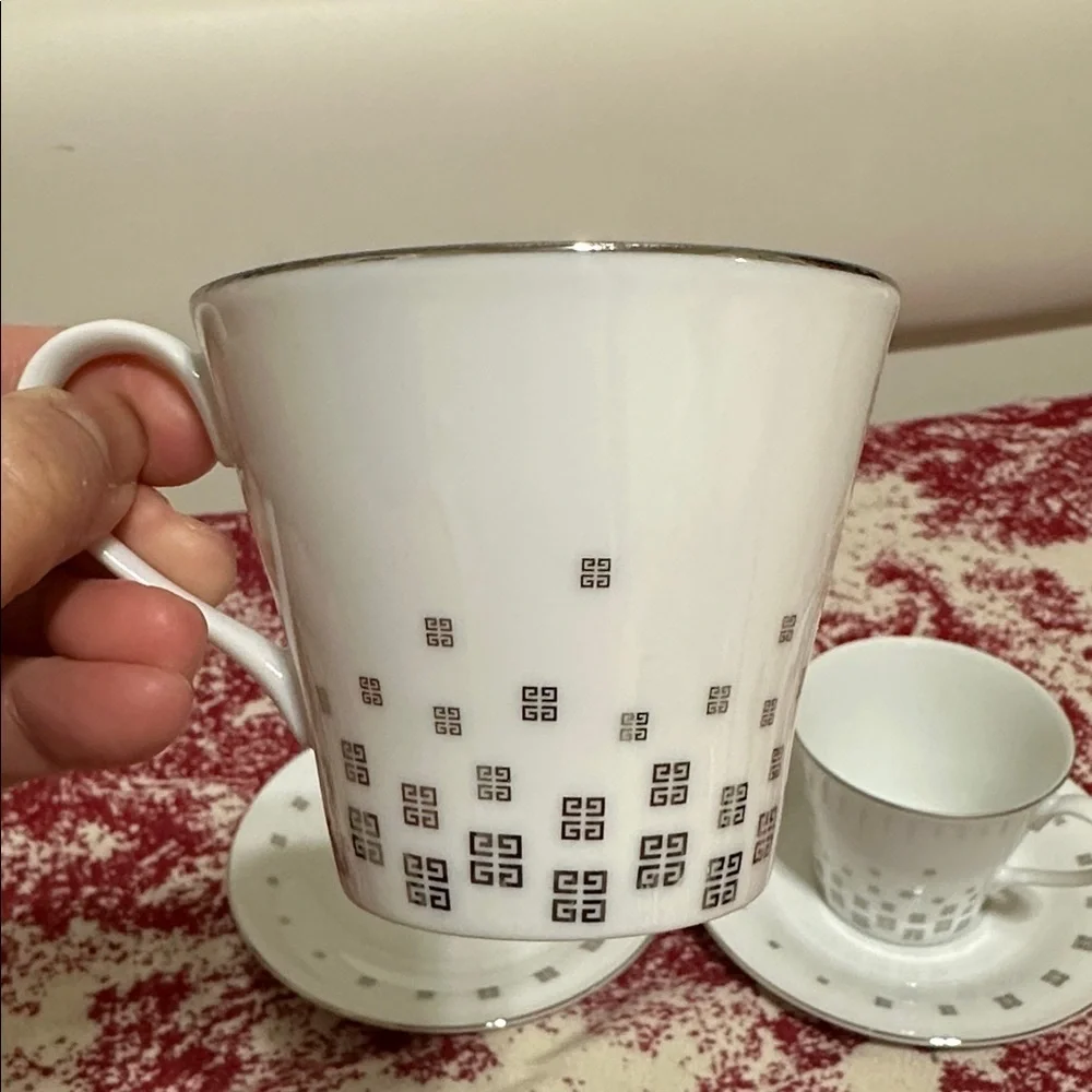 Givenchy Elegant White Tea Set with Silver Accents